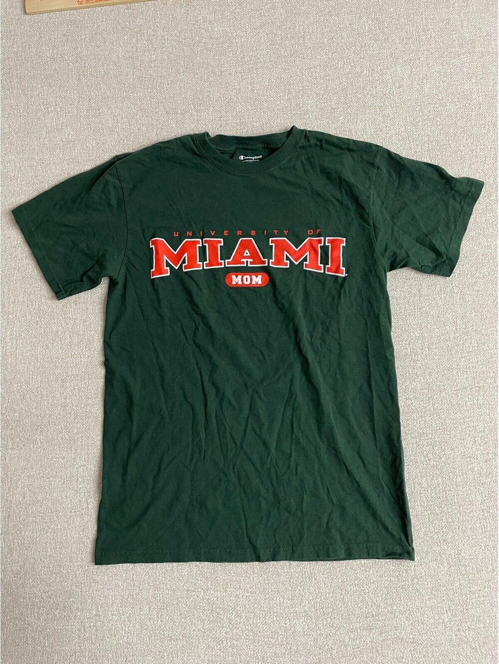 Champion University of Miami Mom T-Shirt Mens Medium Green Graphic Tee NCAA